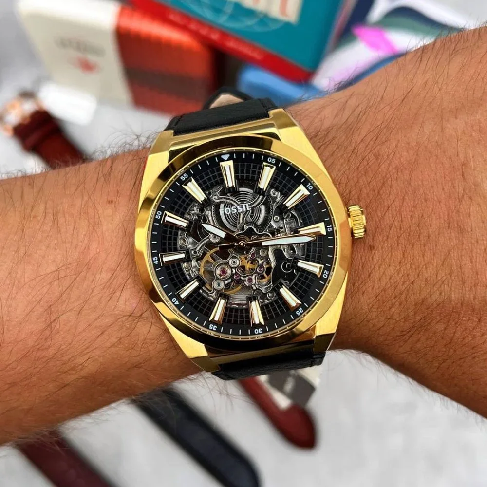 Fossil Men's Gold Transparent Caseback Luxury Watch